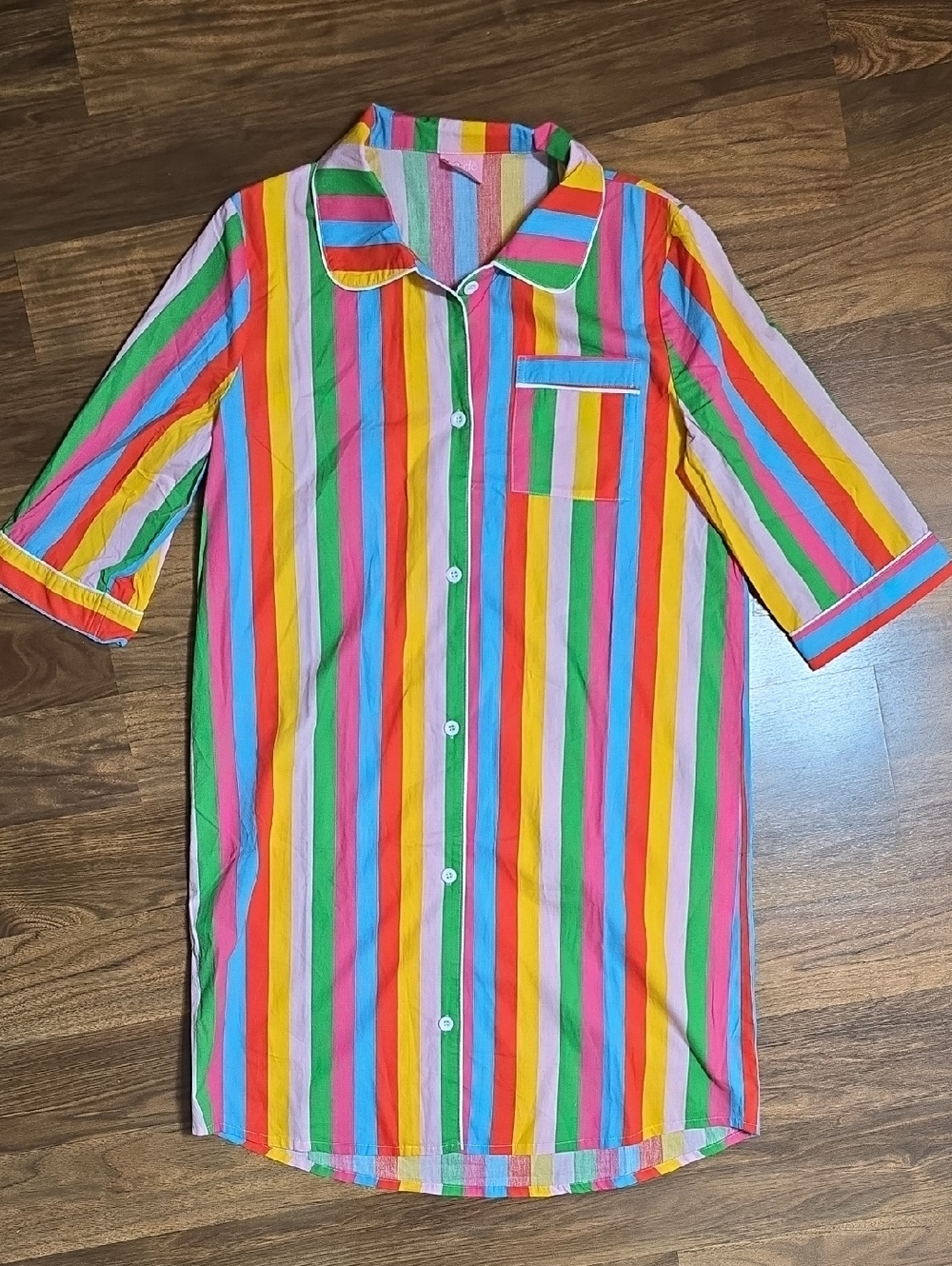 Ban.do 3/4 Sleeve Leisure Dress - Rainbow Stripes
